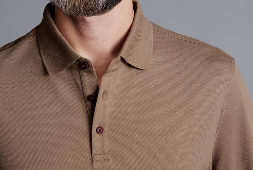 Nachhaltiges Poloshirt mit Logo Görtz in braun 